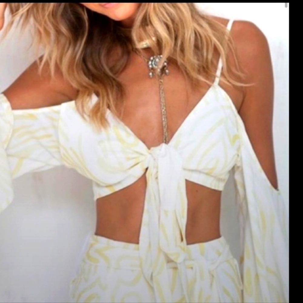 Sabo skirt yellow white top sz small